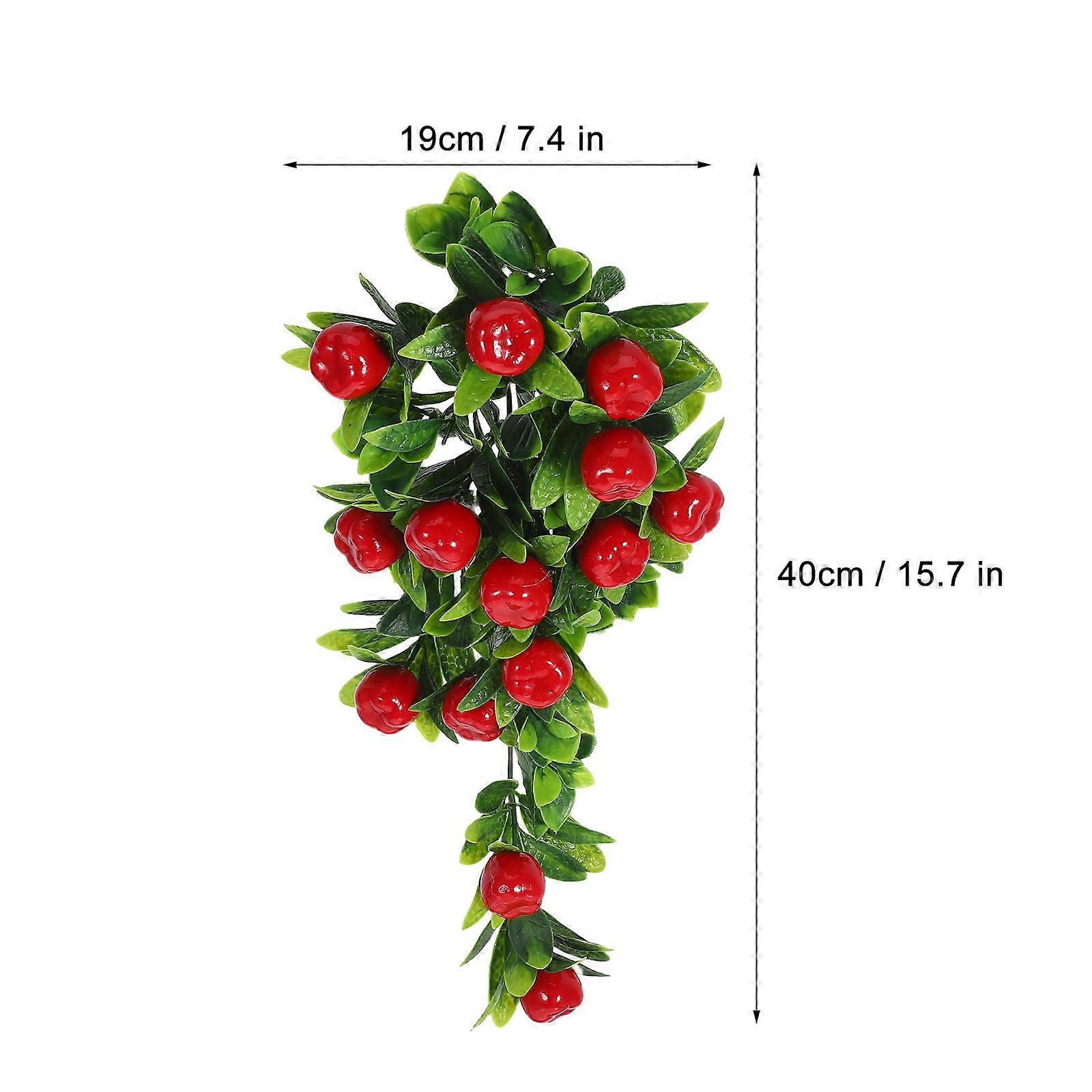 Artificial Hanging Fruit Vine for Decoration 2Pcs Plastic Green Leaf Vine