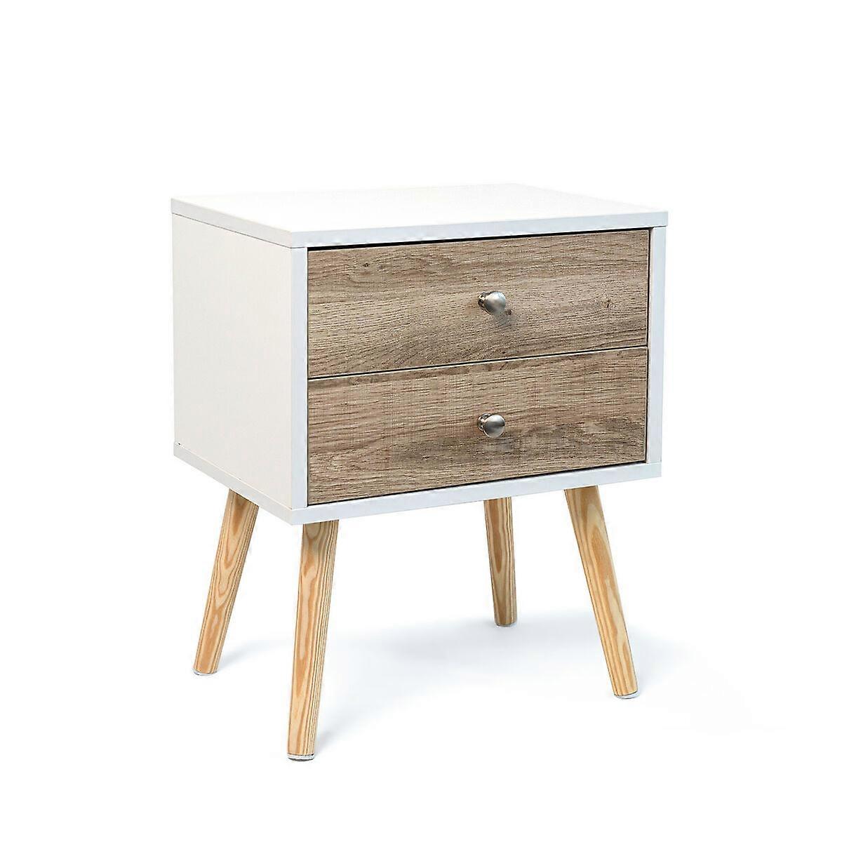 Bedside Table Vinthera Moa White Brown 40 x 49.5 x 30 cm