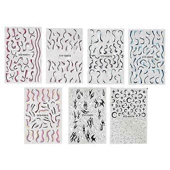 7 Blätter Feuerflamme Nagelaufkleber selbstklebend für Nailart Dekoration Design