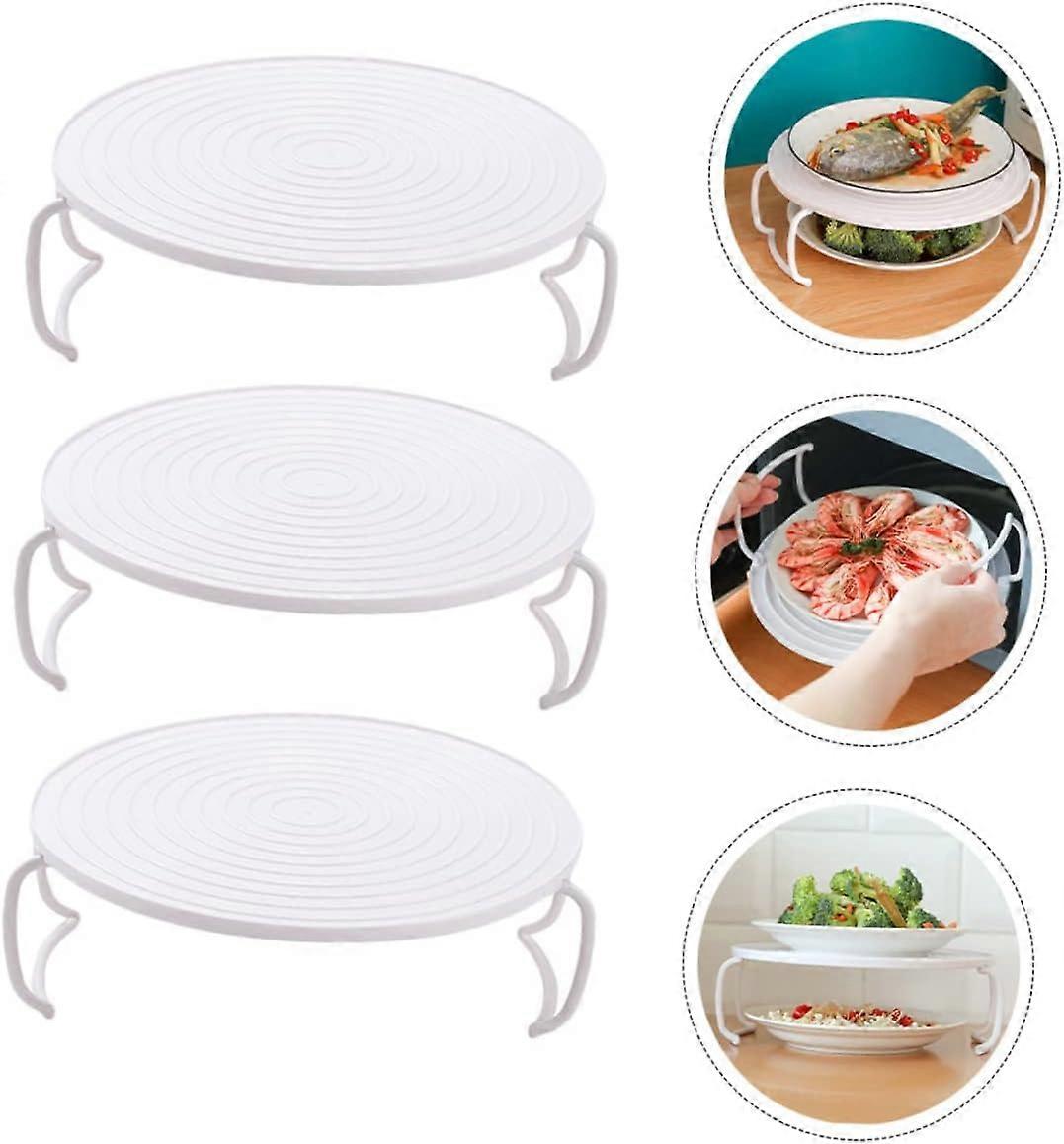 3pcs Microwave Oven Steaming Rack Set with Layered Design for Kitchen and Cooling