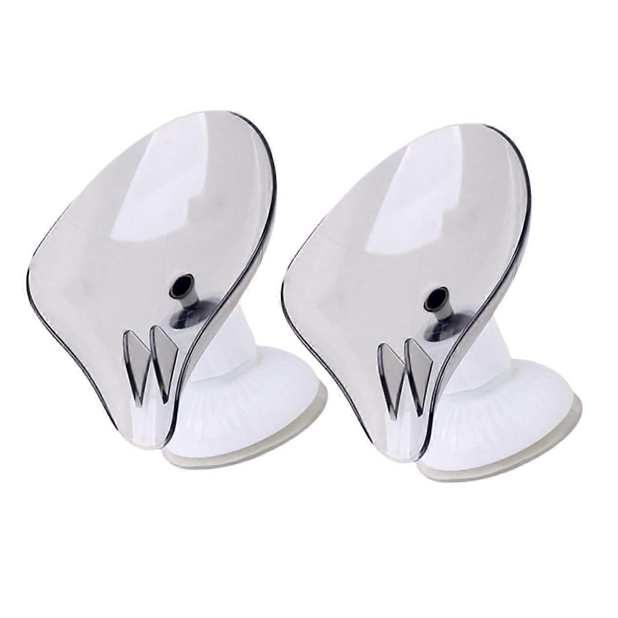 2pcs Leaf Shaped Soap Holder with Suction Cup, Rotatable SelfDraining Soap Dish for Bathroom and Kitchen, Gray