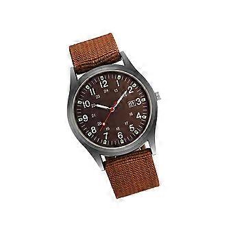 Herrenarmbanduhr mit Nylonarmband, gewebt, 1 Stück, braun, sportlich-lässig