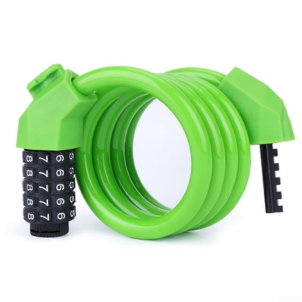 Bike Combination Lock with Secure FiveDigit Code and CutResistant Steel Cable, 1.2m Green