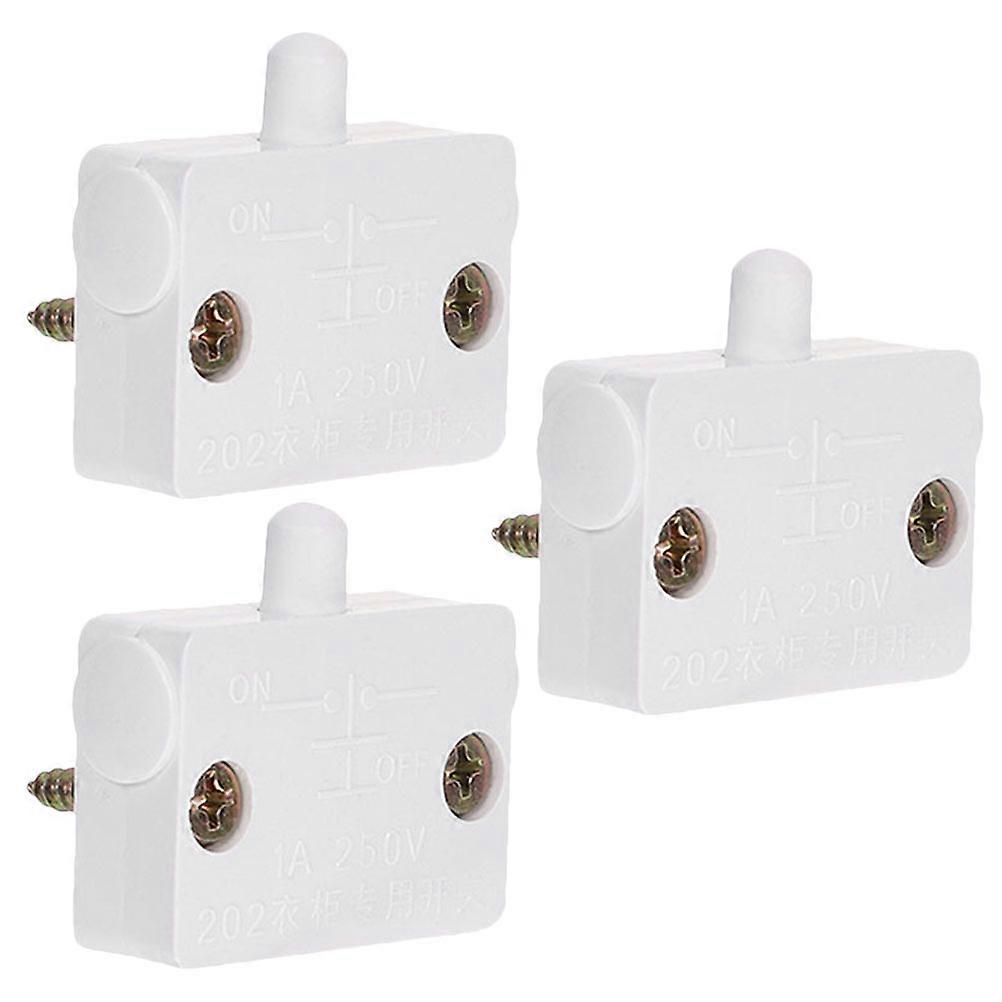 Door Switch Cabinet Light Switch for Automatic Light Control 3Pcs White ABS
