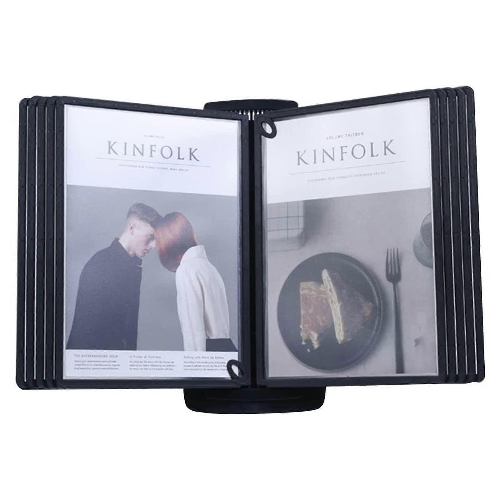 Desktop Reference Organizer with 10 Panels, Quick Flip Display, Durable PVC Stand for Office