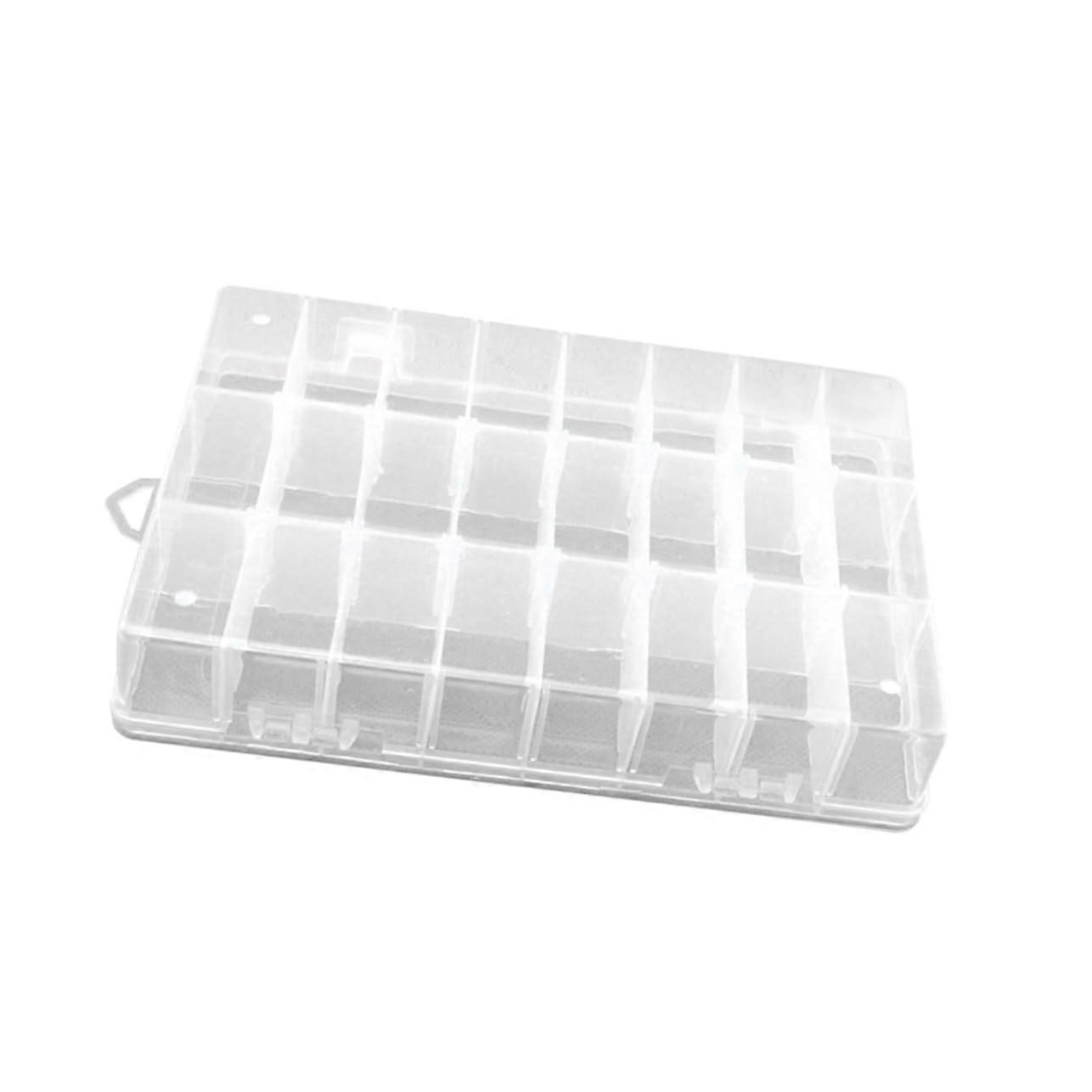 Transparent Jewelry Organizer Box with 24 Grids, Removable Compartments, Clear Plastic Earring Storage Case
