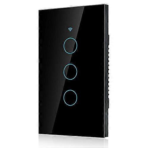Black 3Way Smart Touch Light Switch WiFi Wall Switch Compatible with Siri Voice and App Control