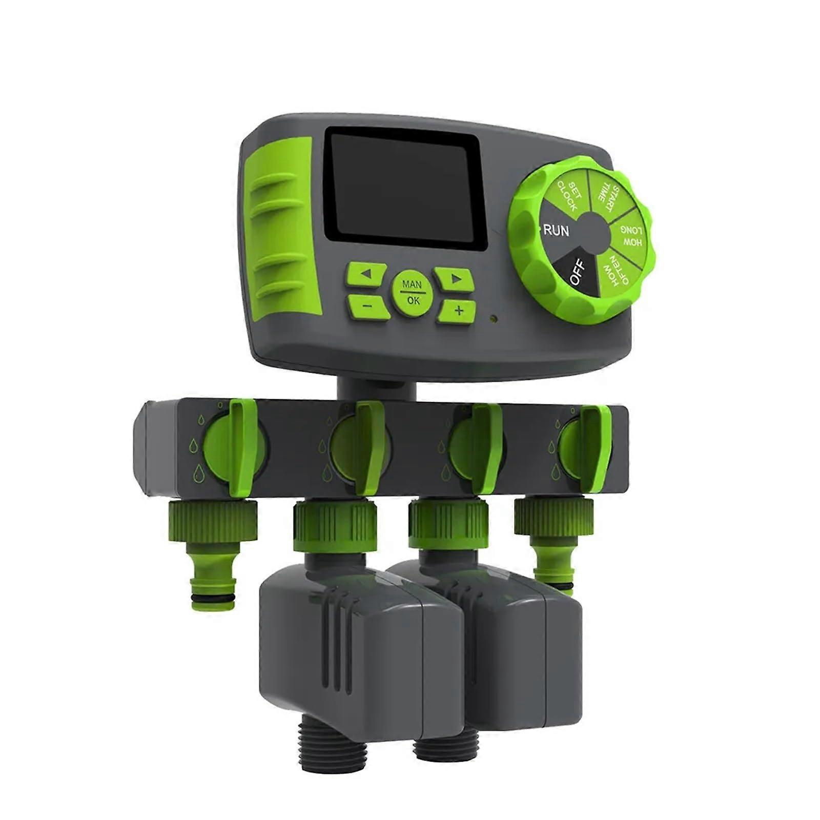 Battery Powered 4Zone Garden Watering Timer with Programmable Lawn Irrigation Controller