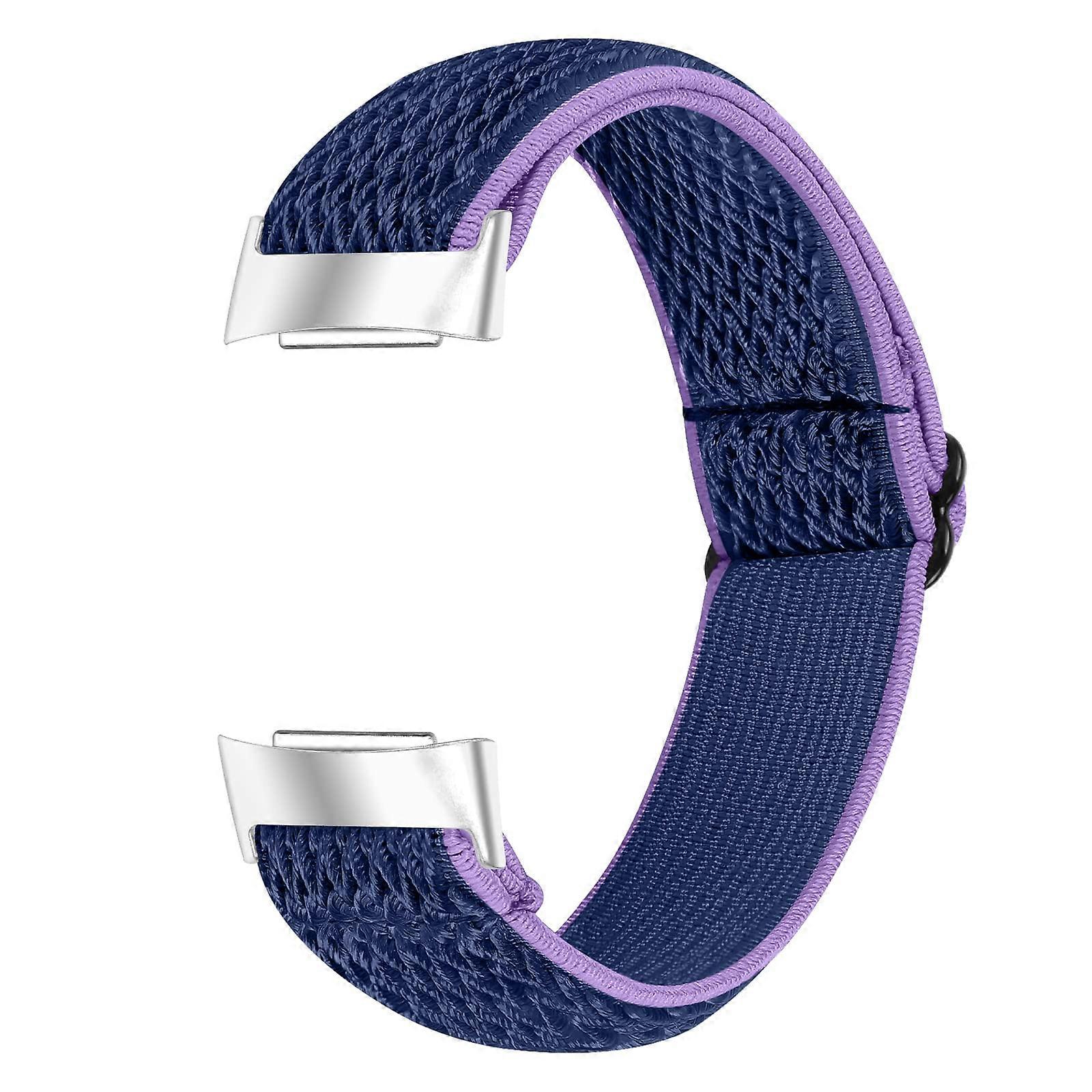 Nylon Woven Replacement Strap Elastic Loop Band Comfortable Durable Purple Blue for Fitbit Charge 5