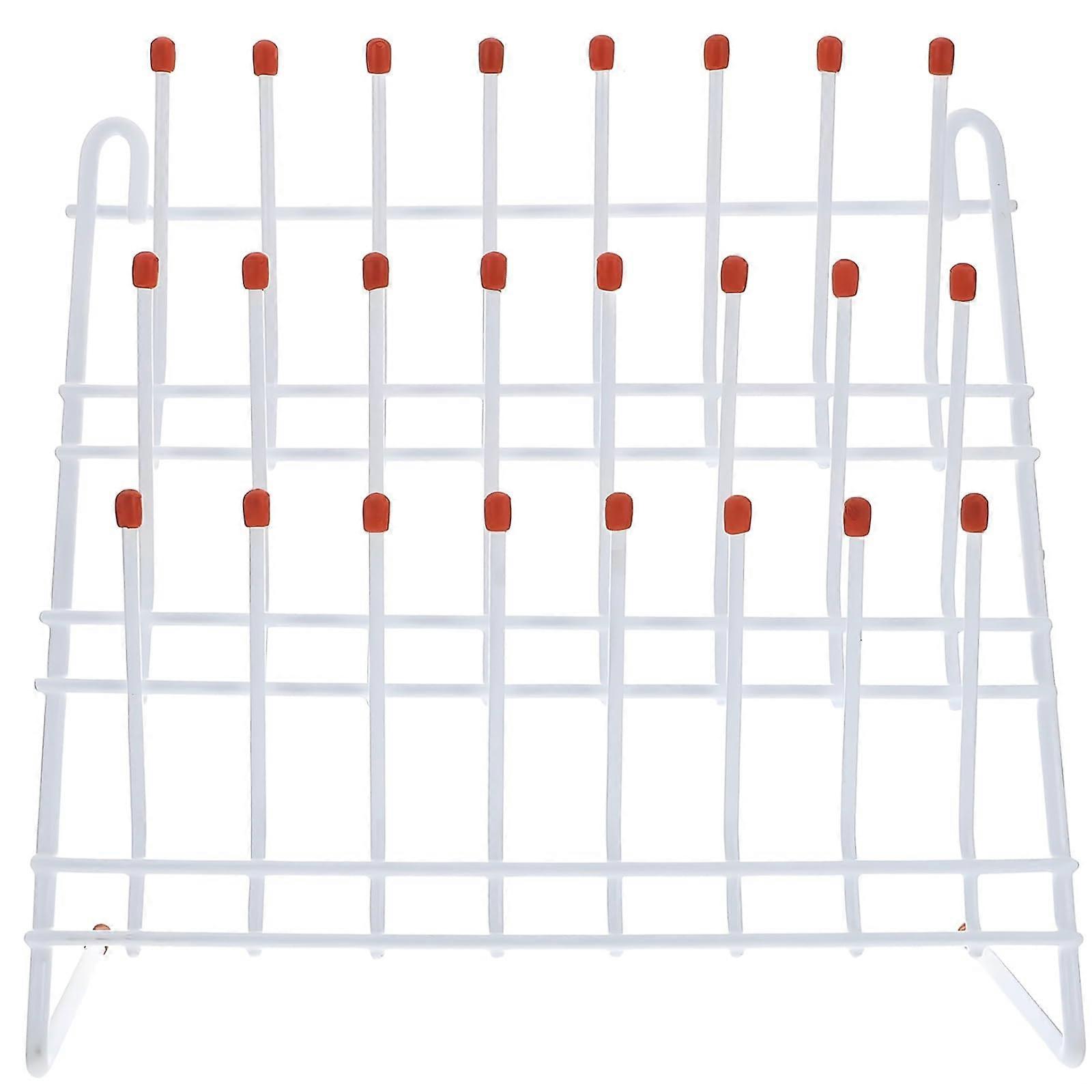 Wall Mounted Bottle Drying Rack with 24 Pegs, SpaceSaving Iron Glassware Holder with Red Grip
