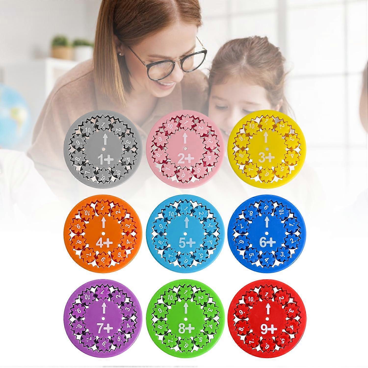 Math Fidget Spinner Set for Kids, 9Piece Educational Math Manipulatives for Addition and Subtraction