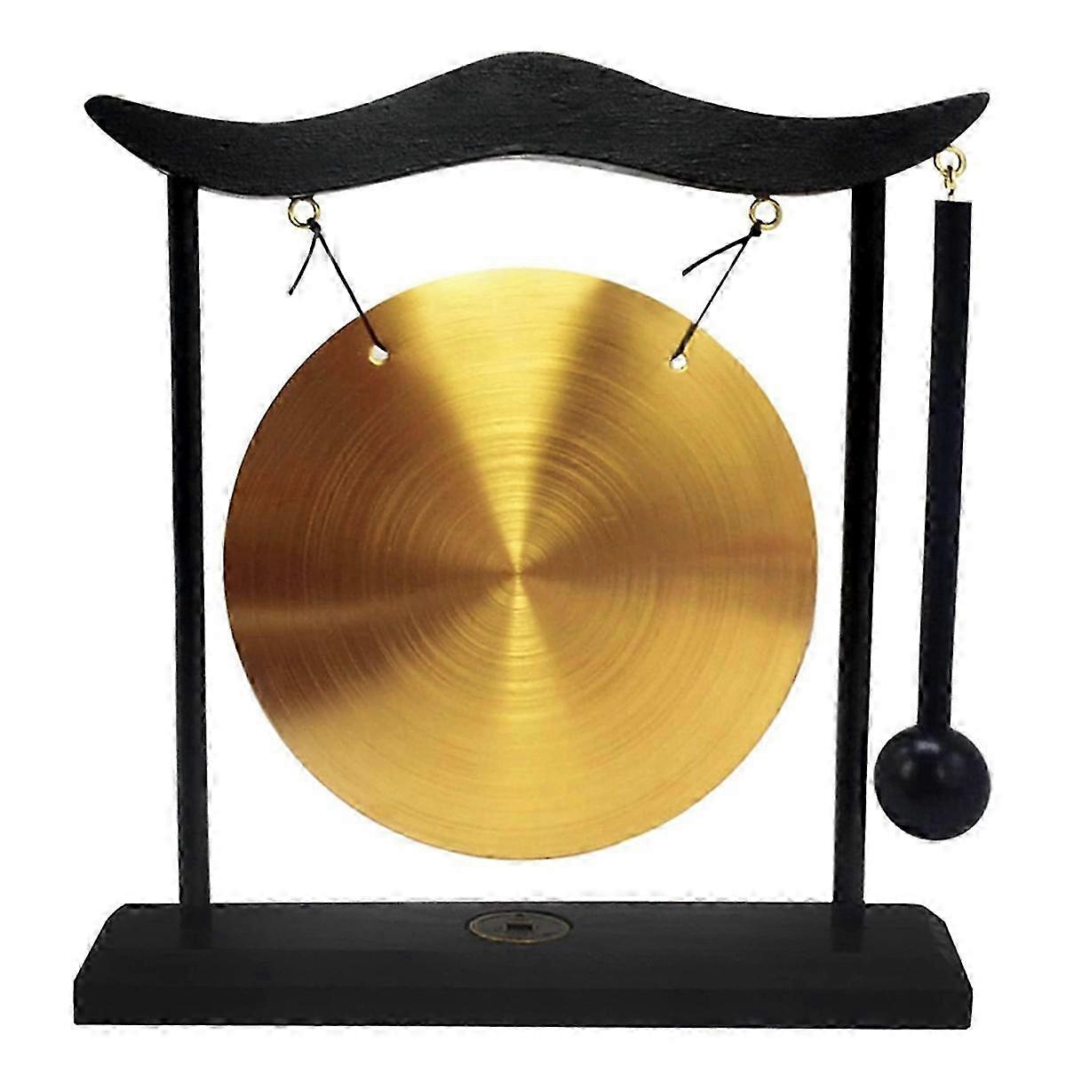 Mini Desktop Gong Table Wind Chime Percussion Instrument Cymbals Gongs with Mallet for Home Decor-mk
