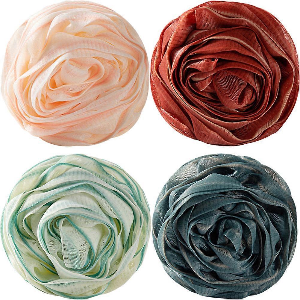 Bath Ball Shower Scrubber for Bath 4Pcs Assorted Color Mesh Nets