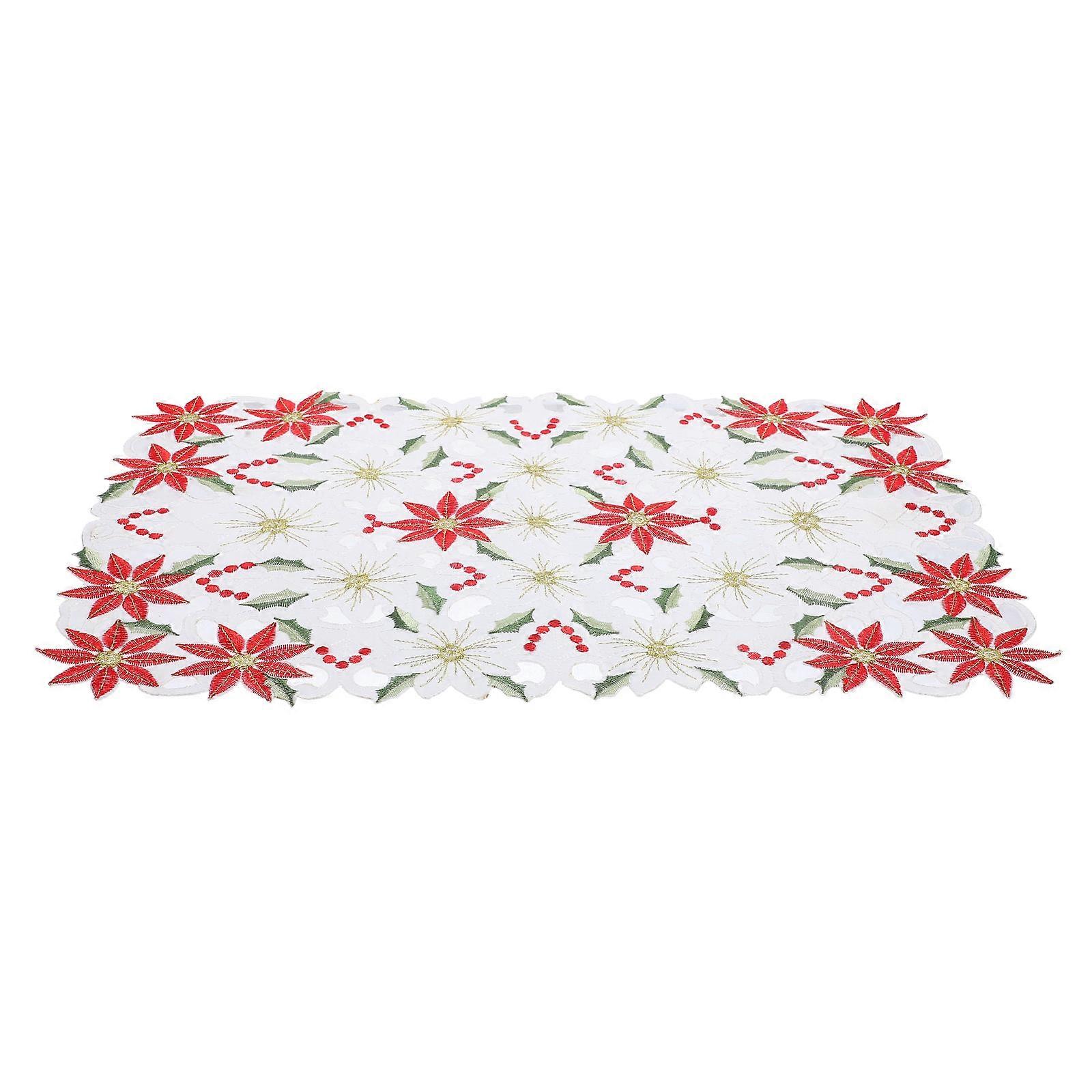 Red Hollow Flower Table Runner for Decoration Christmas 5Pcs Polyester Pack