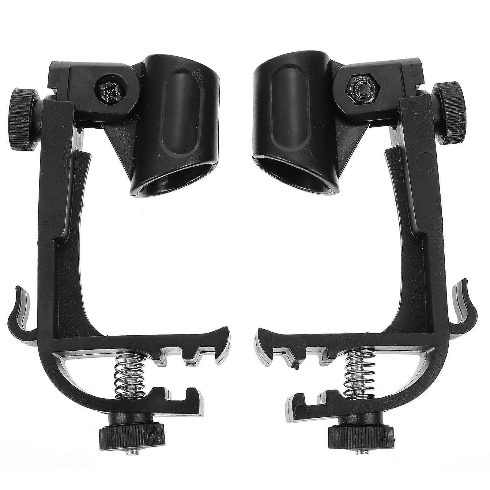 Shockproof Drum Microphone Clips for Adjustable Use 2Pcs Black Metal