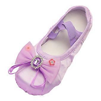 Ediodpoh Scarpe da ballo per bambini Scarpe da ballo calde Scarpe da ballo per spettacoli di balletto Scarpe da interno Scarpe da ballo yoga con fiocco in pizzo per bambini Pratica Viola_004 36