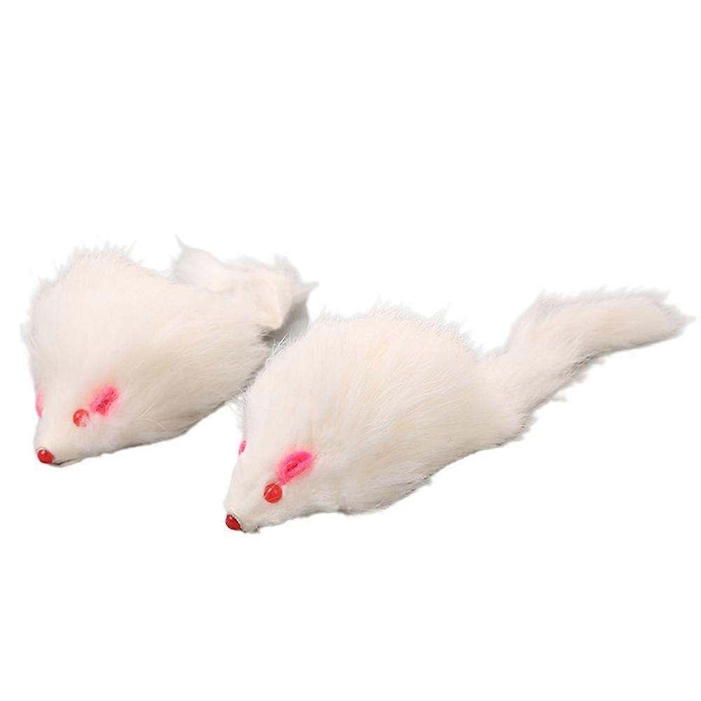 2Pcs Artificial Soft Plush Mouse Cat Teaser Pet Kitten Catch Interactive Toys