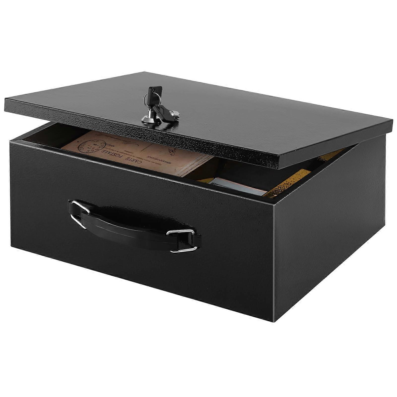 Fireproof Safe Box with Key Lock for Home and Office, FireResistant Document Storage, Black