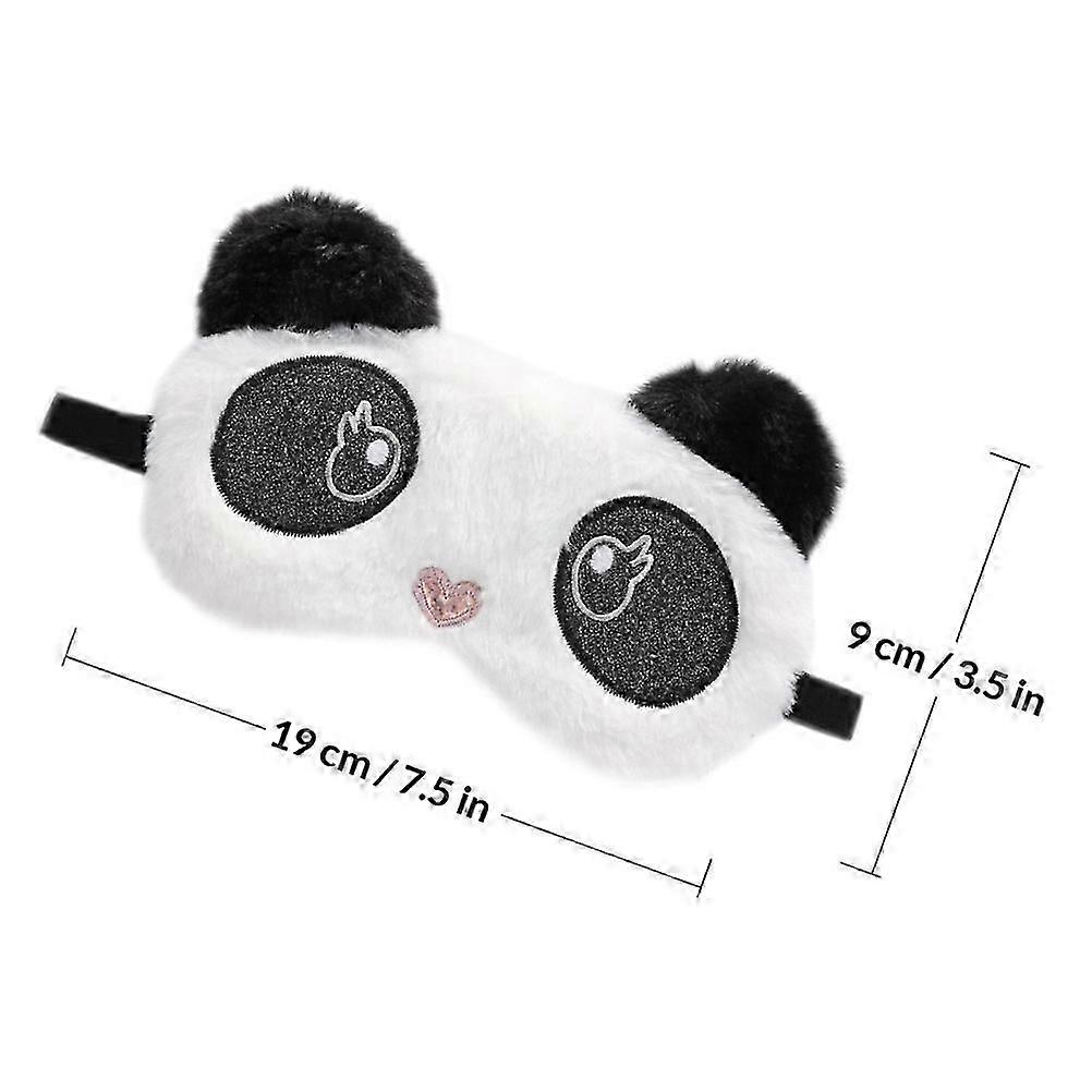 Black Plush Eye Patch for Sleeping Use Panda Theme 1Pcs Cover