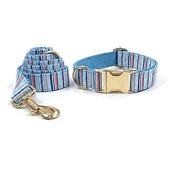 Gilet de harnais pour chien personnalisé pour petits chiens sans tirer Collier et laisse pour animaux de compagnie à l’épreuve de l’évasion Ensemble Blue Stripes Chiot Noeud Papillon Collier Garçon