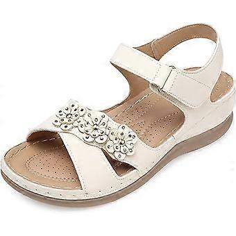 Sandali con zeppa da donna cinturino alla caviglia Open Toe Summer Sandal Beach Bohemia Comode scarpe da ballerine all'aperto