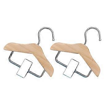 Mini Pet Clothes Hangers Wooden Dog Clothing Hangers for Hanging 2Pcs Beige