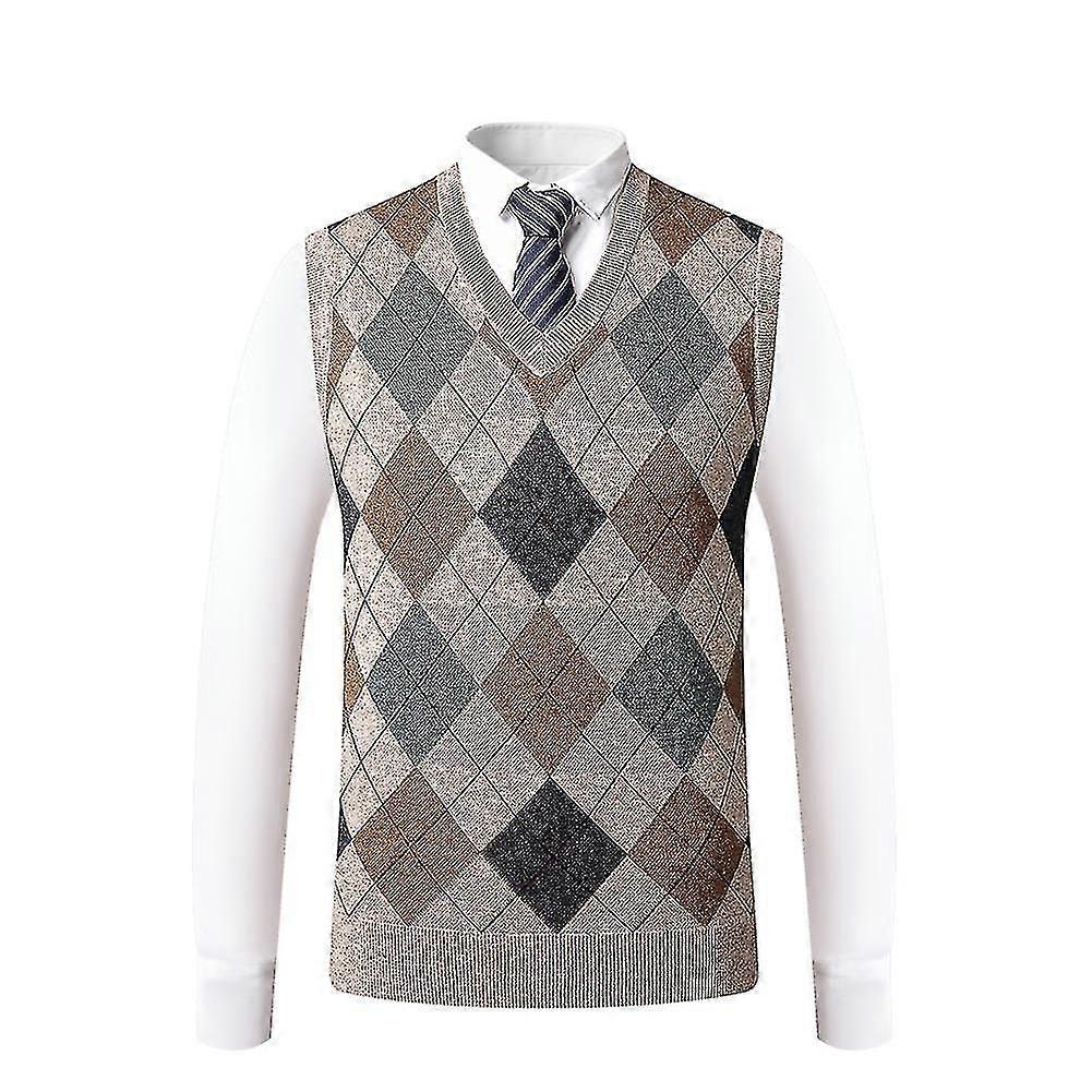 Herr Cashmere Pullover Wool Blend Ärmlös stickad V-ringad tröja