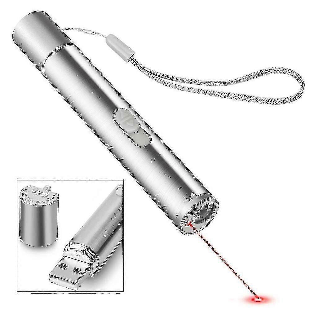 3 In 1 Cat Laser Pointer Flashlight Toy Usb Charge Torch Uv Light