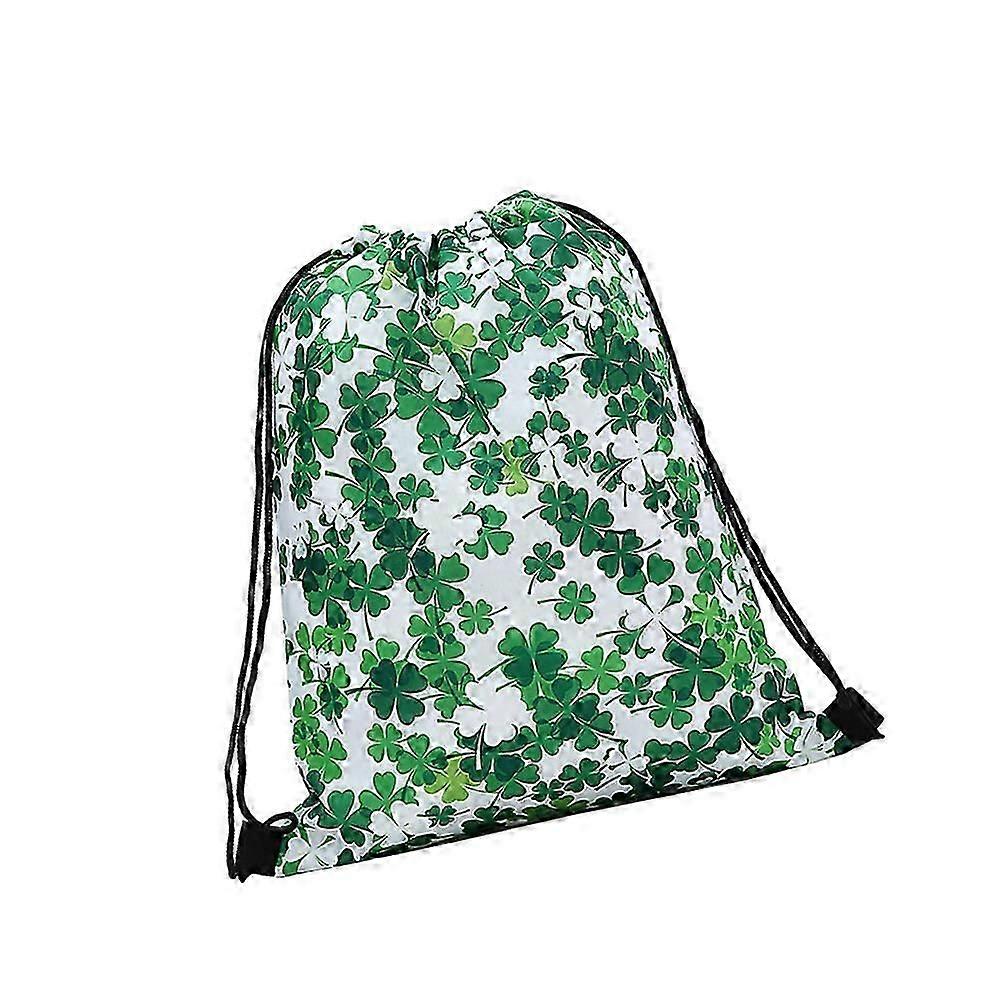 Green Four Leaf Clover Drawstring Bag for Party Storage