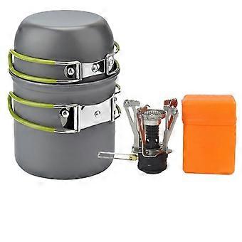 Lightweight Aluminum Camping Cookware Set with Foldable Heatproof Handles for Outdoor Hiking