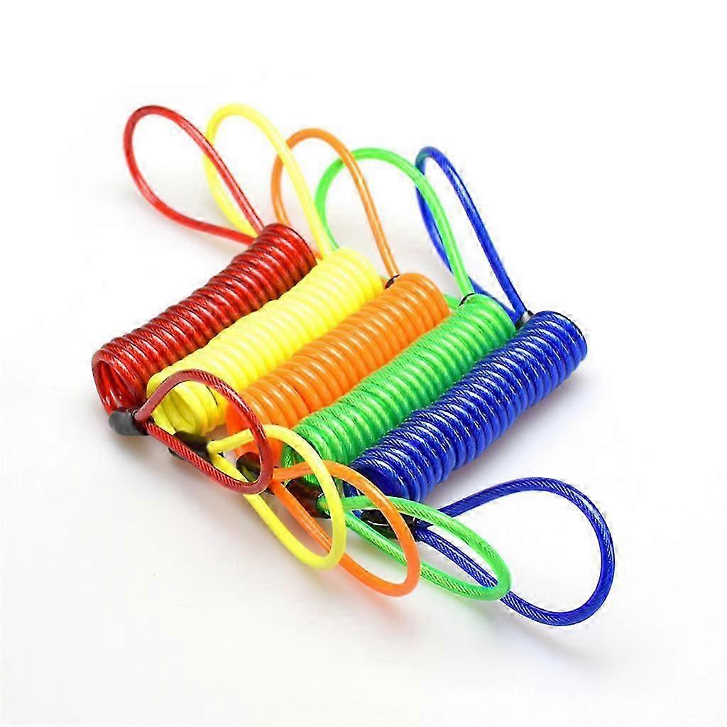 2x150cm Motorcycle Ebike Security Spring Reminder Cable Yellow Alarm Disc Lock