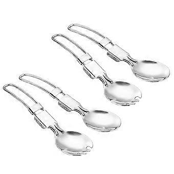 4pcs Outdoor Camping Picnic Stainless Steel Spoon Tableware Fork Spoon Fork Spork