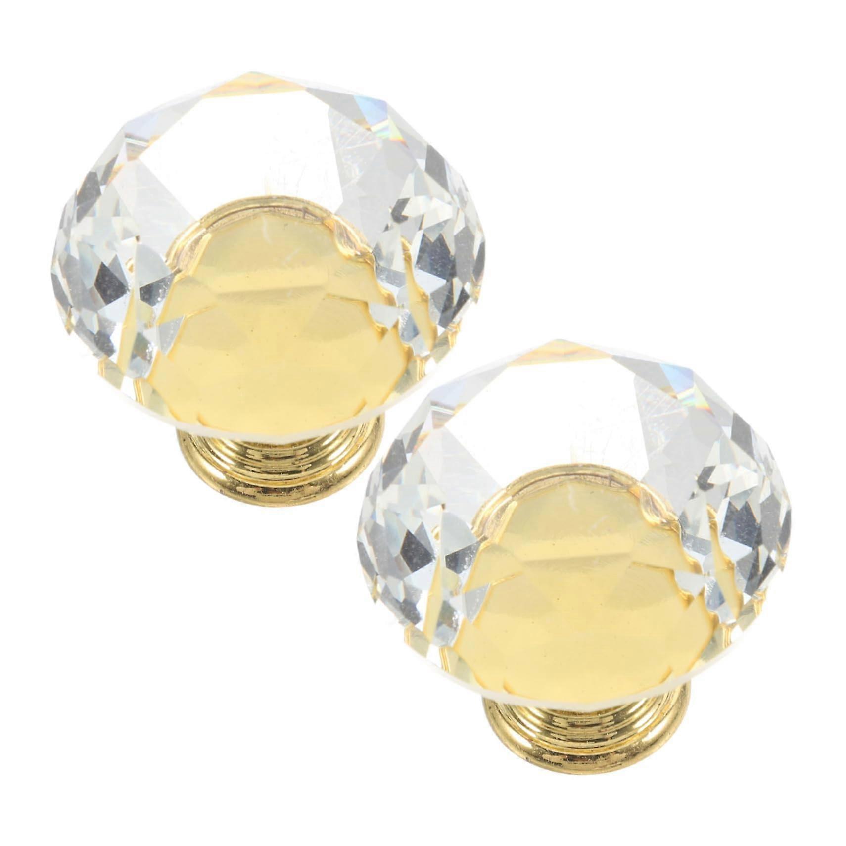2Pcs Gold Crystal Cabinet Knobs Clear Drawer Pulls with Elegant Design and Durable Zinc Alloy Base