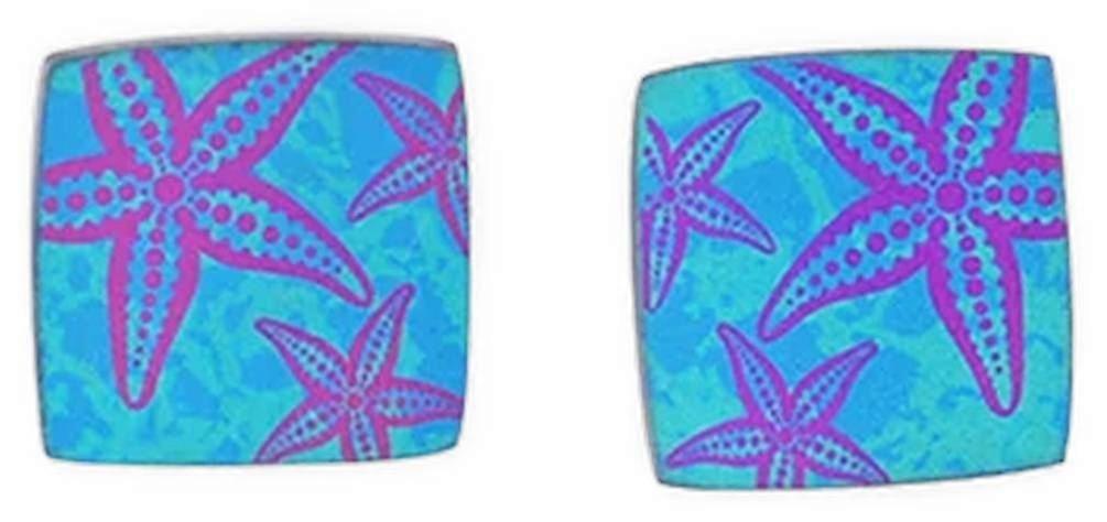 Ti2 Titanium Starfish Stud Earrings - Green