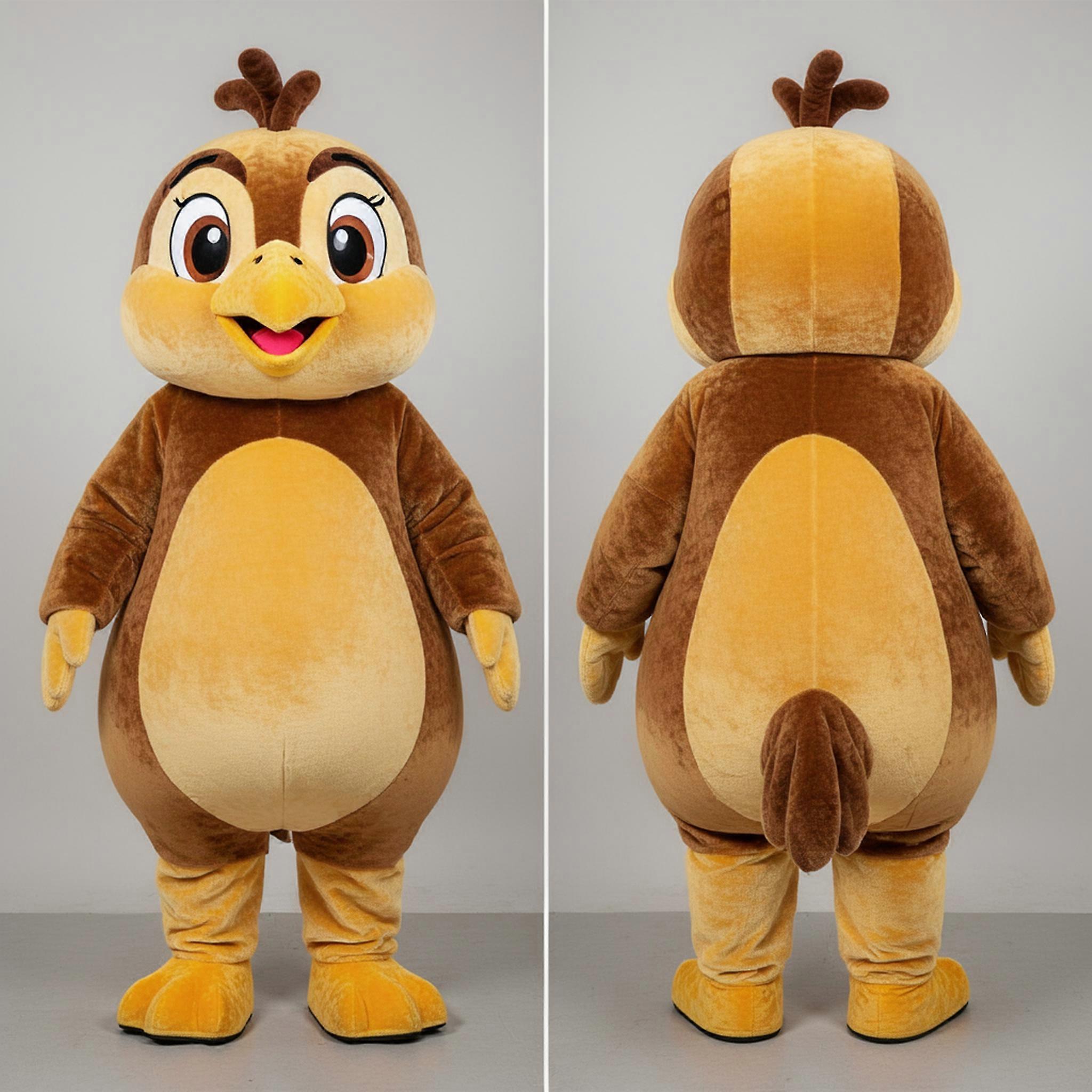 MASTICOT Golden Brown Fluffy Quail Mascot