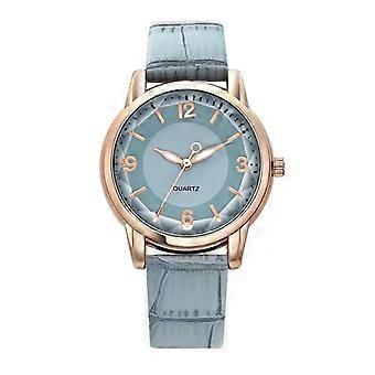Armbanden van kvinnor, moderne kvartsanaloge damur met lderband