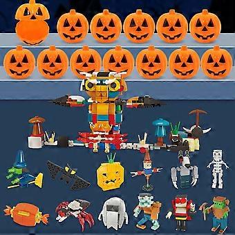 Halloween Pumpkin Storage Box with Building Block and Squishy Toy Set