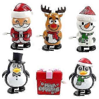 2026 6 Pieces Christmas WindUp Toy Santa Claus for Fun Cartoon Figures Party Favors ks6