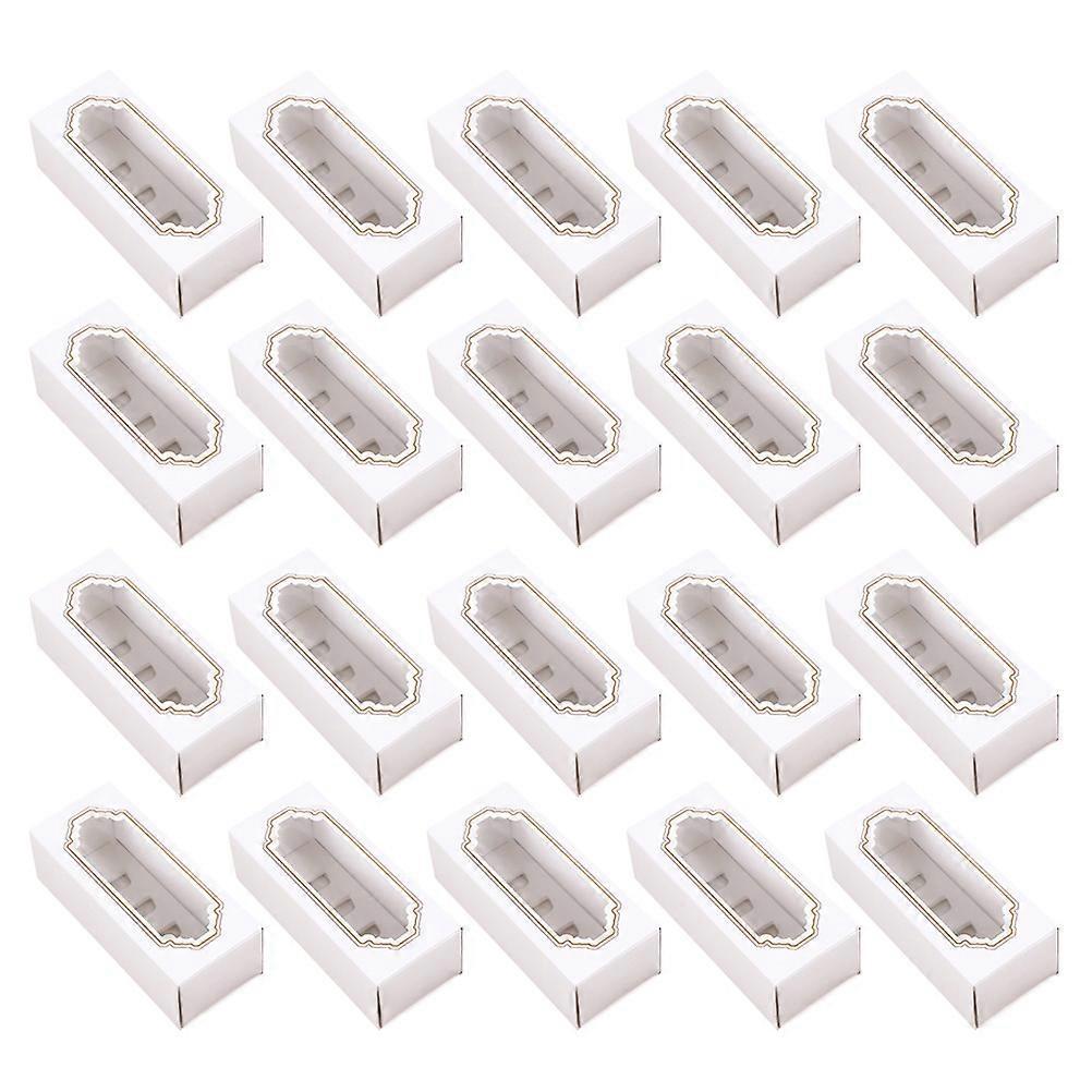 Paper Macaron Box White 20Pcs compatible with Storage Use with Shockproof Insert