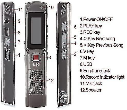 Digital Audio Recorder, Stereo Audio Tape, Mp3 Player, Rechargeable Voice Recorder-4gb(black)