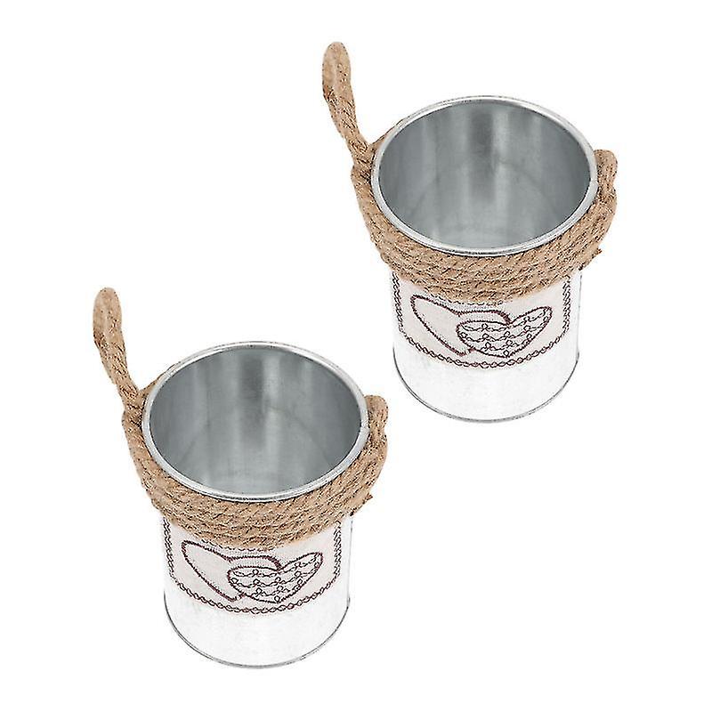 11.5X9cm Silver Pots & Planters 2pcs Hanging Flower Baskets Succulent Flower Pot Flower Container De