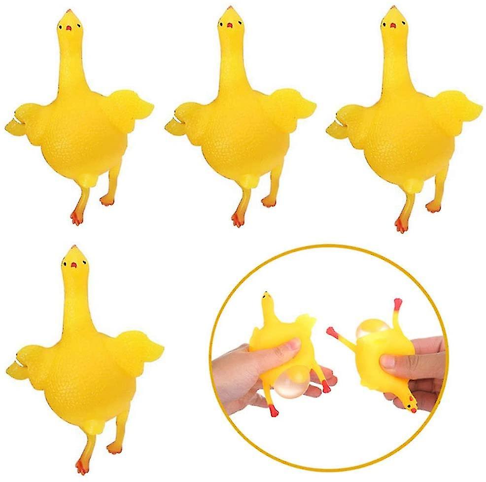 4pcs Funny Decompression Chicken Toy Squeeze Laying Egg Gift For Easter