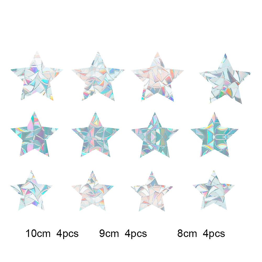 12 Piece Round Window Fastener - Anti-collision Window Decal To Prevent Birds From Hitting The Window, Non Sticky Prismatic Vinyl Window Fastener