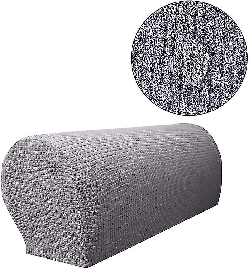 1 Pair Removable Elastic Armrest Protectors Sofa Covers (gray)