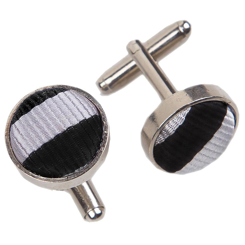 Black and Silver Thin Stripe Cufflinks