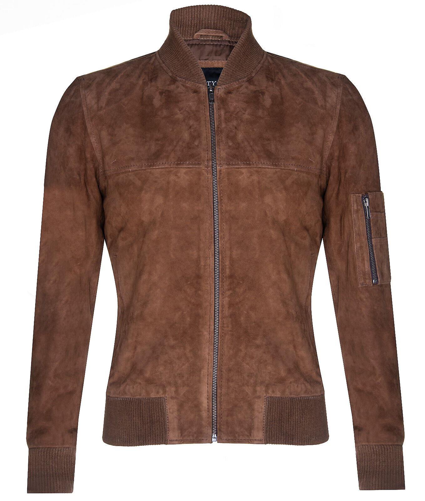 Herren Tabak Wildleder MA-1 Bomber Lederjacke