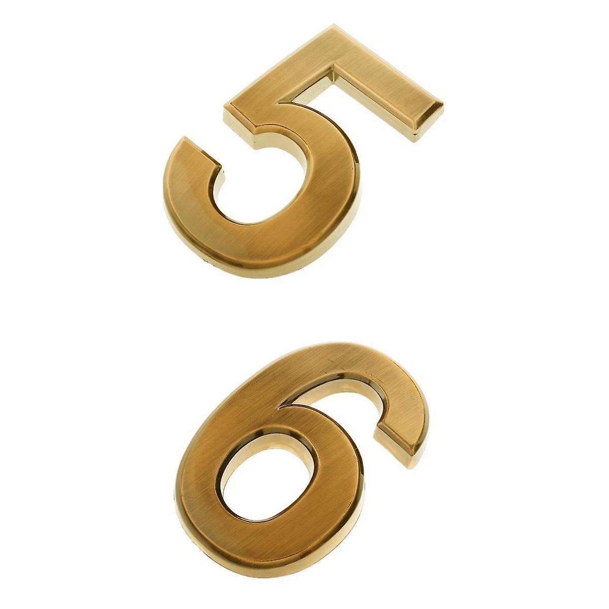 2x Door Address Numbers Numeric Golden Self Adhesive Hotel Room Digit 5 6