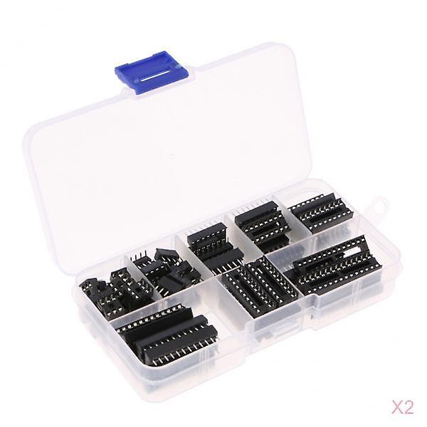 2Set Dual Row DIP IC Socket Connector Adaptor Assortment Kit Solder Type