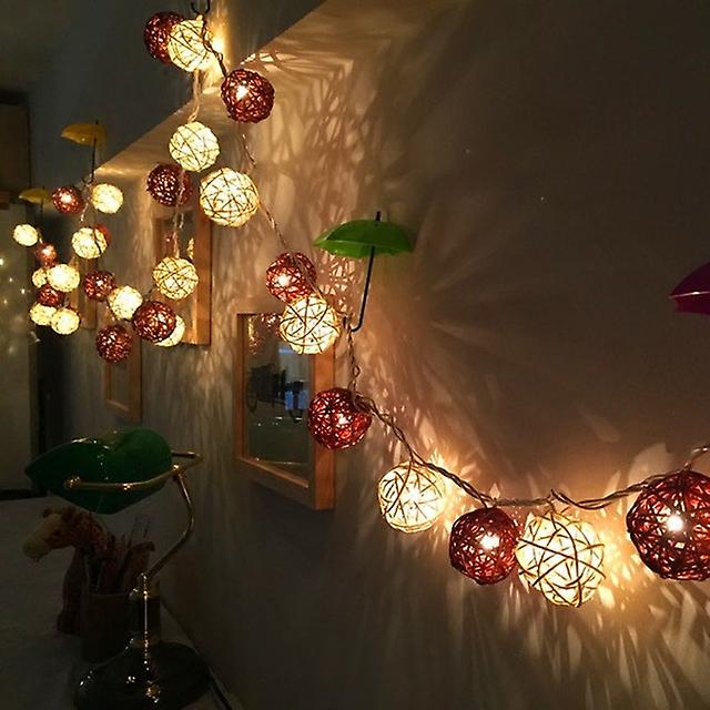 20 LEDs Rattan Balls LED Decorative Lamp