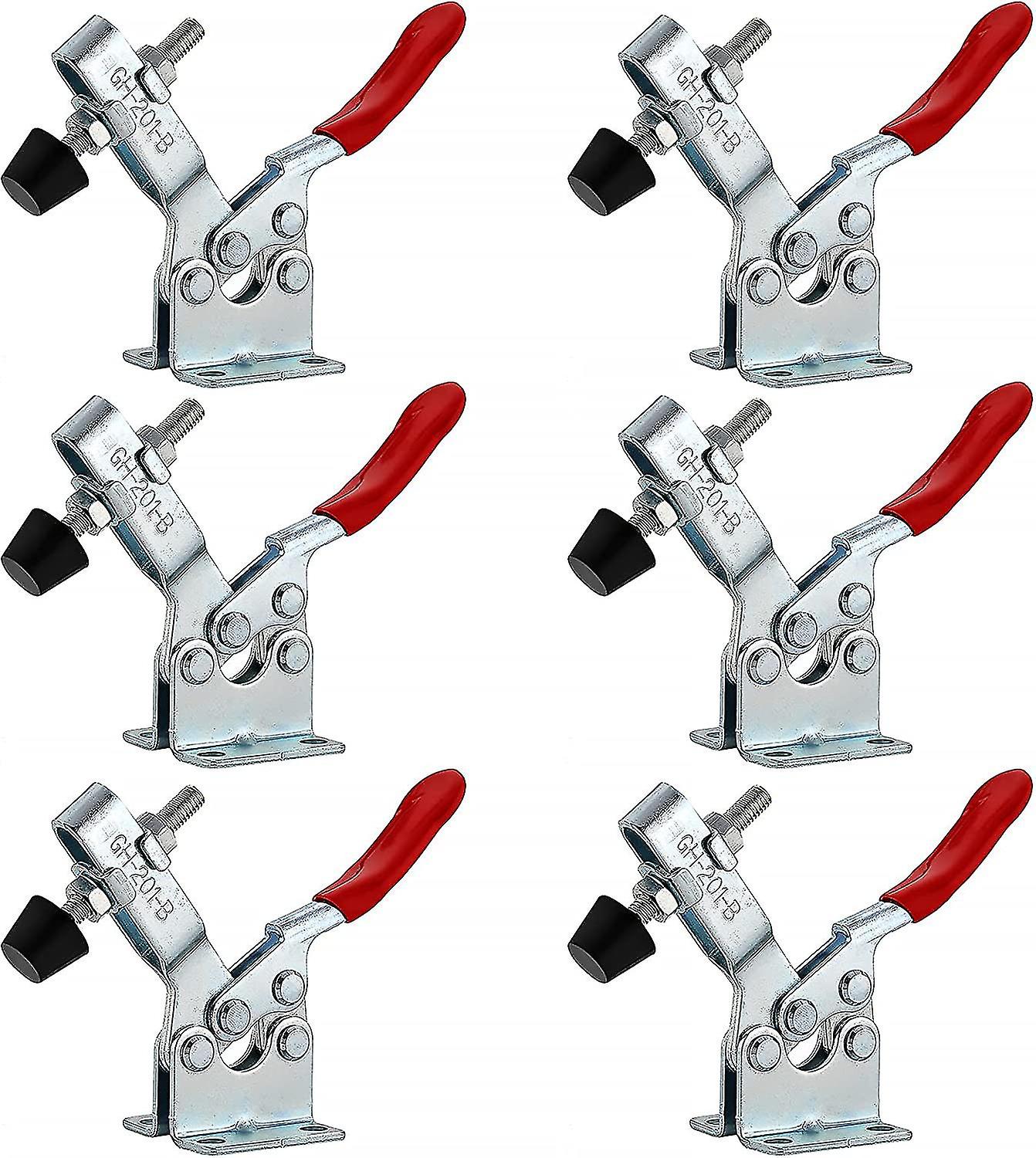 6 Pcs Gh-201b Horizontal Toggle Clamp, Toggle Clamp, Quick Release Clamp Capacity Quick Release Knee Lever Tensioners For Machinery, Woodworking 90kg